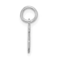 Silver hoop earring with a long rectangular post or stem attached to the bottom of the circular loop.