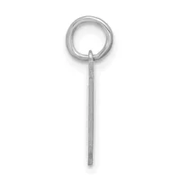 A silver elongated pendant with a textured stem hanging from a polished circular ring, displayed against a white background.