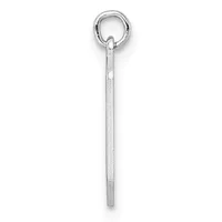 A long, thin silver rectangular bar pendant hanging from a small round silver loop against a white background.