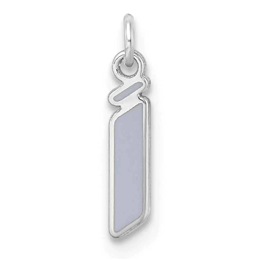A silver pendant charm featuring a rectangular blue-gray stone or enamel panel with a wavy silver outline and a looped bail at the top for hanging.