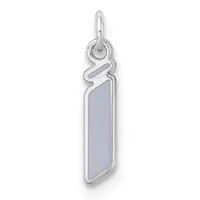 A silver pendant charm featuring a rectangular blue-gray stone or enamel panel with a wavy silver outline and a looped bail at the top for hanging.