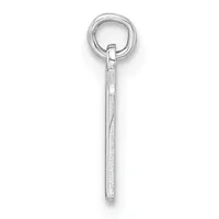 A silver pendant consisting of a long rectangular bar with a small stamped hallmark, suspended from a round loop at the top.