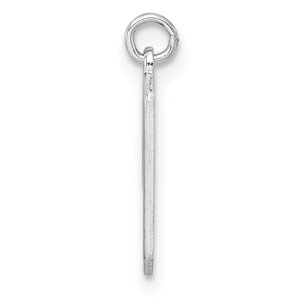 A long silver rod pendant with a textured surface hanging from a small circular ring at the top.