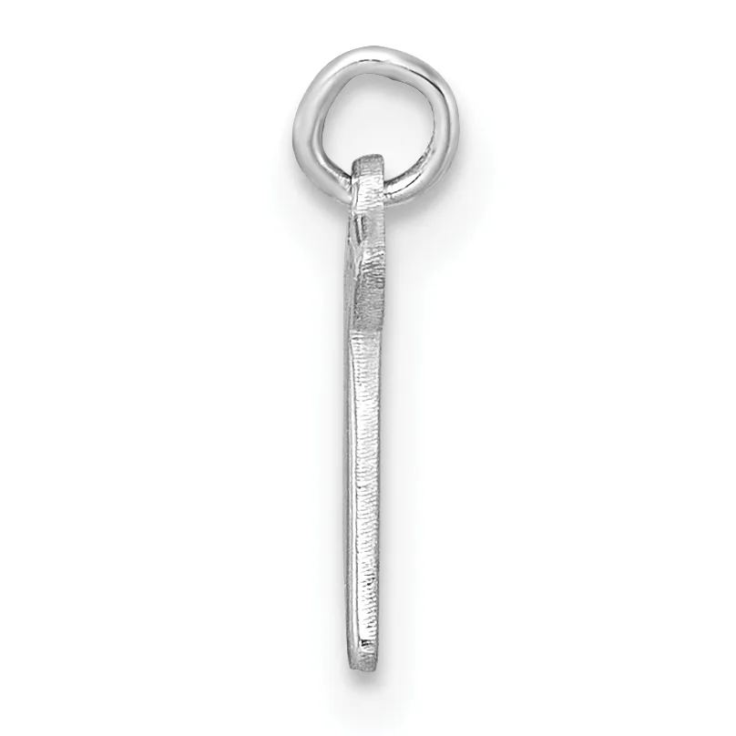 A silver charm pendant consisting of a long rectangular bar with a textured surface, attached to a round loop at the top.