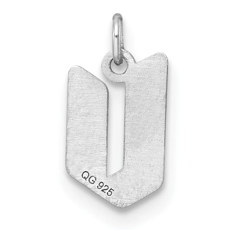 Sterling silver pendant charm with a rounded rectangular shield shape and a small loop attachment at the top, shown against a white background.