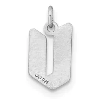 Sterling silver pendant charm with a rounded rectangular shield shape and a small loop attachment at the top, shown against a white background.