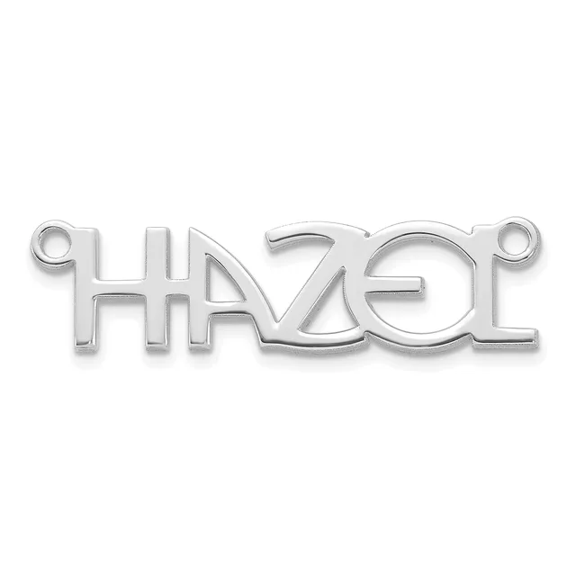 Silver-toned metal pendant charm with the word "HALO" in block letters, featuring small loops on each end for attachment.