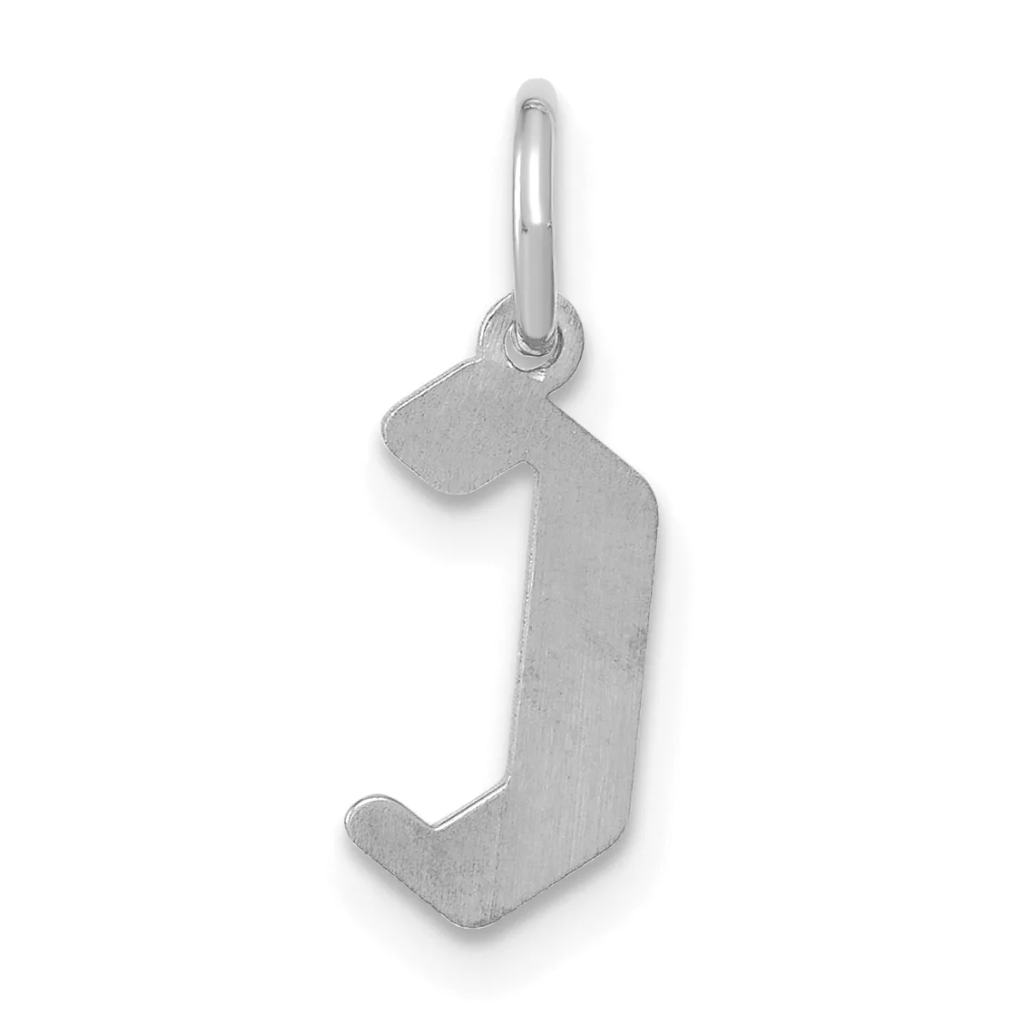 Silver pendant in the shape of the number 1 with a rounded loop at the top for hanging.