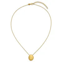 Gold-toned chain necklace with an adjustable clasp, featuring a polished teardrop-shaped pendant hanging from the center.