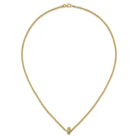Gold chain necklace with small diamond accent pendant at center bottom, displayed against white background.