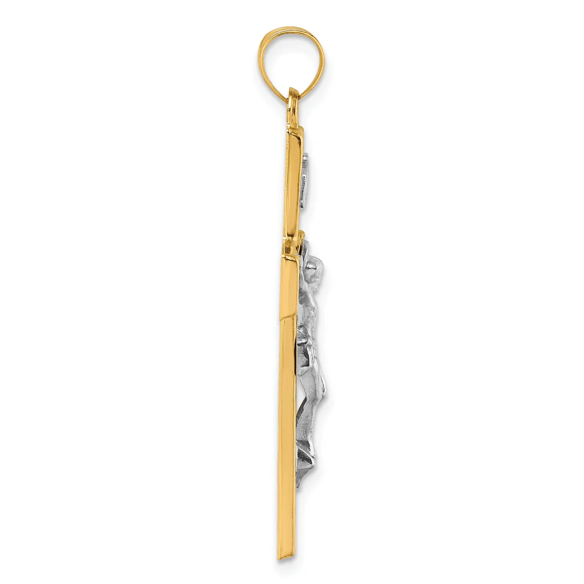 A two-tone pendant keychain with a gold rectangular bar and white metal charm depicting a horse, suspended from a gold ring.