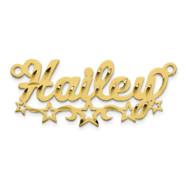 Gold-colored metal pendant or charm with the word "Daddy" in script lettering, decorated with three small stars beneath the text.