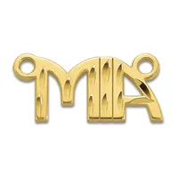 Gold-toned metal connector charm with decorative vertical line details and two loops at the ends for attaching to a chain or jewelry piece.