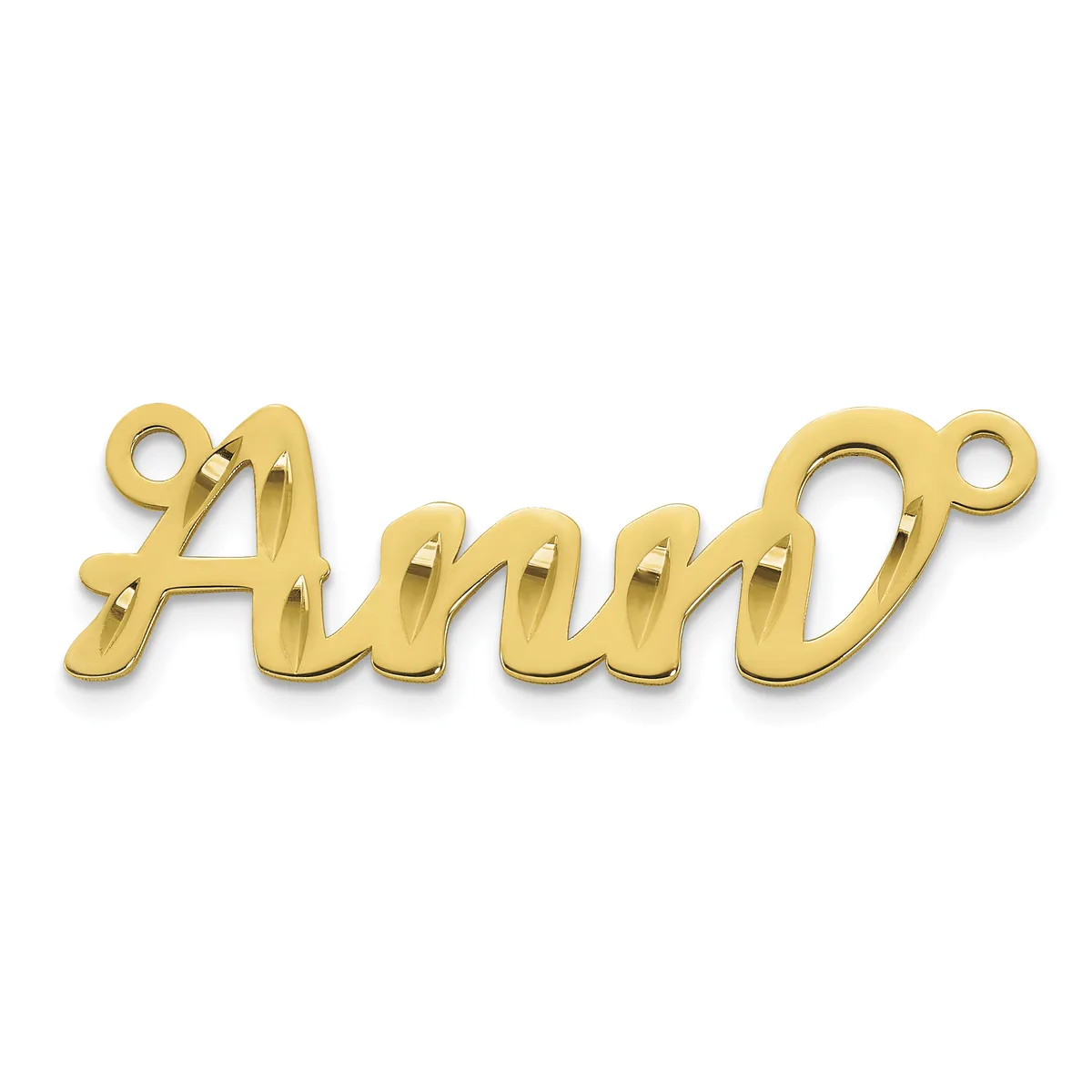Gold-colored metal connector pendant spelling "Aunt" in script lettering with small loops at each end for attaching to a chain or bracelet.