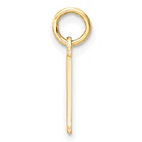 A gold charm pendant consisting of a circular loop at the top connected to a long rectangular bar, shown against a white background.