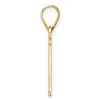 A long gold-toned metal bookmark or charm with a teardrop-shaped loop at the top and a textured cylindrical stem, shown against a white background.