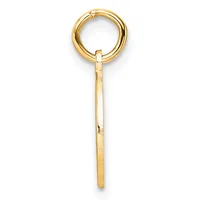 A gold pendant charm consisting of a hollow circular ring at the top connected to a long rectangular bail below it, displayed against a white background.