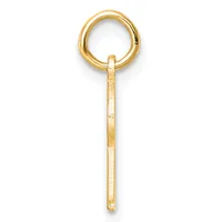 A gold key charm with a circular loop at the top and a rectangular shaft below, displayed against a white background.