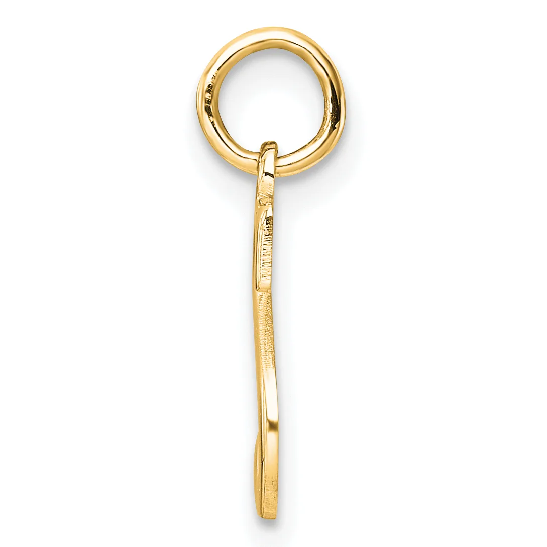 A gold pendant charm consisting of a circular ring at the top connected to a long rectangular bar below, shown against a white background.