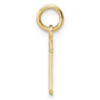 A gold-toned metal charm holder consisting of a circular ring at the top connected to a rectangular bar pendant below, shown against a white background.
