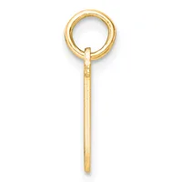 A gold charm pendant consisting of a round loop at the top connected to a long rectangular bail with a brushed finish.