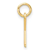 A gold charm holder consisting of a circular ring at the top connected to a straight rectangular bar below, displayed against a white background.