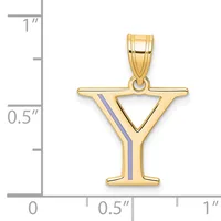 A gold cocktail glass pendant with a triangular bowl and striped detail on the stem, shown against a measurement scale.