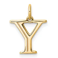 Gold pendant shaped like the letter Y with a triangular cutout at the top and a small loop for hanging.