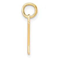 A gold charm holder or pendant bail with a circular loop at the top and an elongated rectangular stem below, shown against a white background.