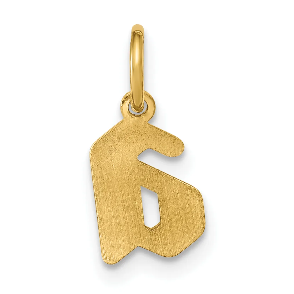 Gold letter B pendant with a brushed matte finish and a small loop at the top for hanging.