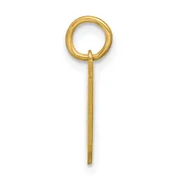 A gold-toned metal pendant featuring a circular loop at the top attached to a long textured rod that tapers to a point at the bottom.