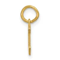 A gold pendant charm consisting of a circular loop at the top connected to a textured cylindrical stem, displayed against a white background.