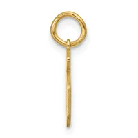 A gold-colored metal pendant consisting of a circular loop at the top connected to a thin rectangular stem, shown against a white background.