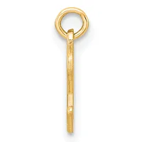 A gold-colored metal pendant charm featuring a loop at the top and a long textured shaft with decorative bands, shown against a white background.