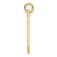 A gold pendant with a circular loop at the top and a long rectangular bar hanging below it, shown against a white background.