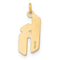 A gold pendant shaped like a giraffe's head and neck with a cutout eye, featuring a small stamped hallmark on the lower body.