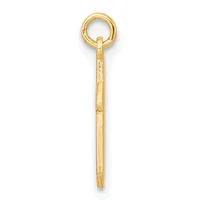 A long gold pendant with a textured cylindrical body and a polished loop at the top, displayed vertically against a white background.