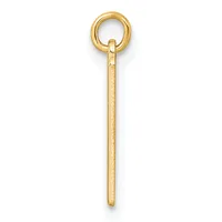 A gold pendant consisting of a circular loop at the top attached to a long, thin rectangular bar with textured surface, shown against a white background.