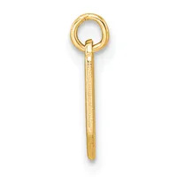 A gold-toned metal charm featuring a textured cylindrical shaft attached to a circular loop at the top.