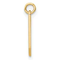 A gold-toned metal eye hook pendant with a textured shaft and rounded loop at the top, shown against a white background.