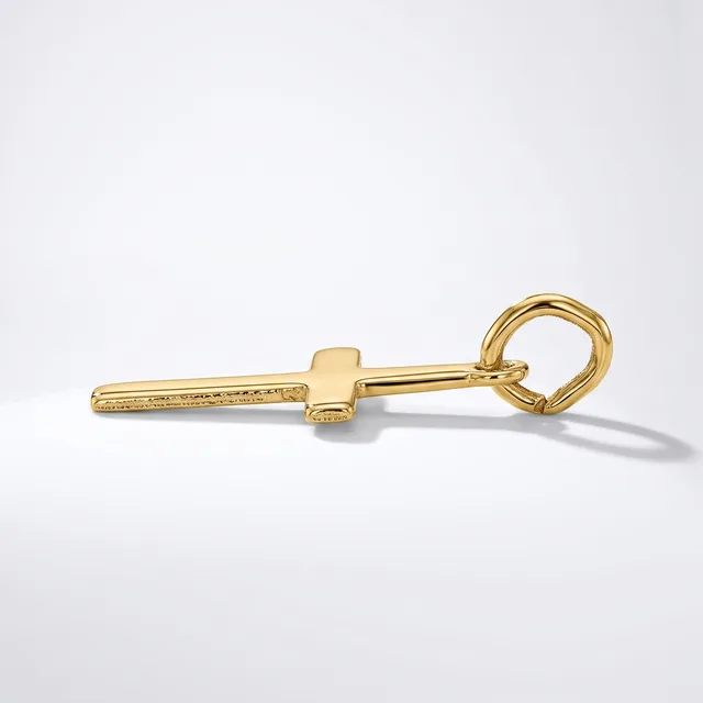 A gold-toned metal toggle clasp with a rectangular bar and circular ring loop, displayed horizontally on a white background.