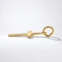 A gold-toned metal toggle clasp with a rectangular bar and circular ring loop, displayed horizontally on a white background.