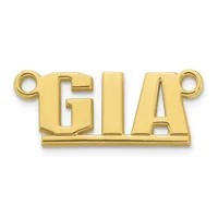 Gold-colored metal pendant or charm with cutout letters spelling "GIA" and small loops at each end for attachment.