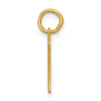 A gold eyelet pendant with a polished circular loop at the top and a textured rectangular stem below.