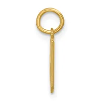 A gold pendant featuring a circular loop at the top with a textured rectangular stem hanging below it.