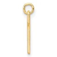 A gold eye hook pendant with a textured cylindrical shaft and a loop at the top, shown against a white background.