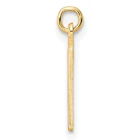 A gold pendant consisting of a long rectangular bar with a textured surface hanging from a round loop at the top.