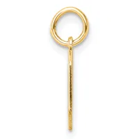 A gold pendant consisting of a circular loop at the top connected to a long, thin rectangular bail, shown against a white background.