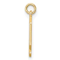 A gold-toned metal eye hook with a threaded shaft and a small stamped hallmark, shown against a white background.