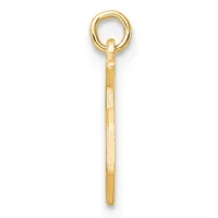 A gold pendant consisting of a thin rectangular bar with a loop attached at the top, displayed against a white background.